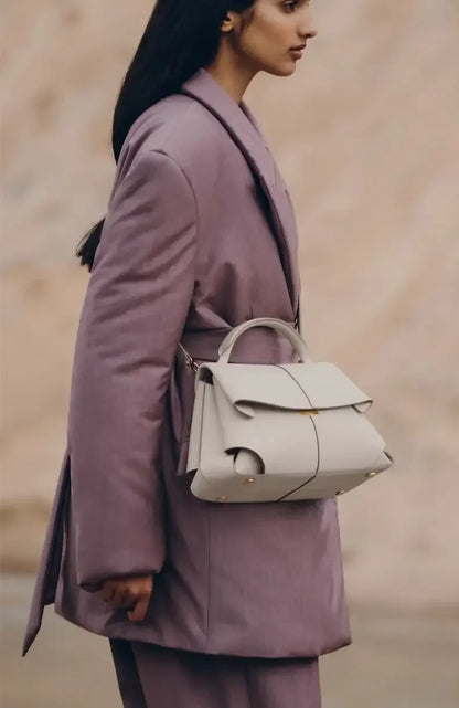 Leather pleated handbag