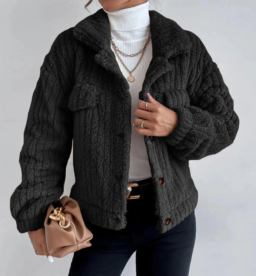 Rabbit plush coat lapel shirt plus plush plush coat