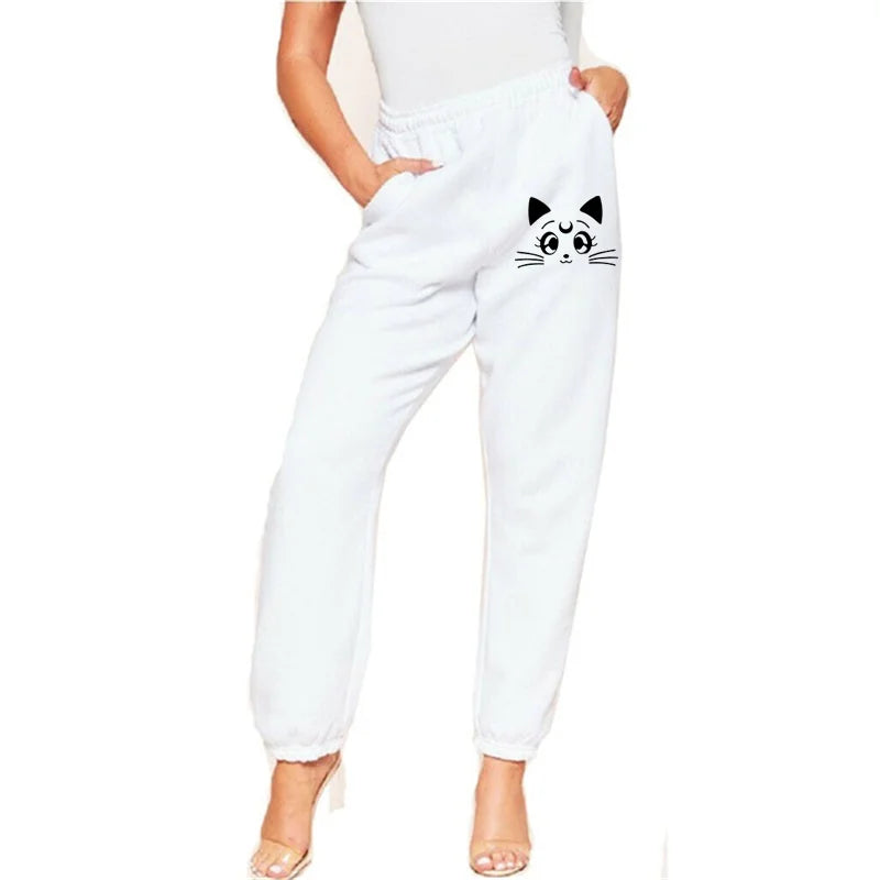 Cat Printed Sport Loose Fit Joggers Pants