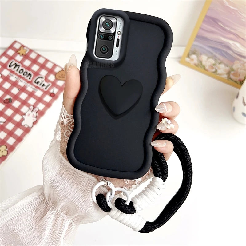 Love Heart Wavy Silicone Case On For Xiaomi Redmi Note