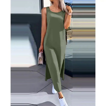 Vestido sexy sin mangas con aberturas