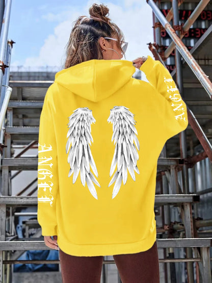 Angel Wings Printed Hoodies Loose Pullover
