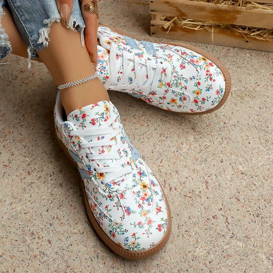 Floral Sport Comfortable Breathable Single Round Toe Sneakers