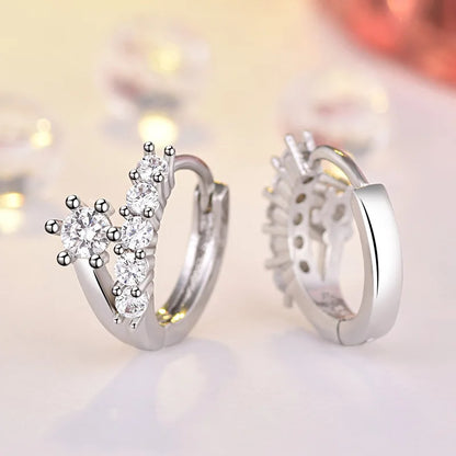 925 Sterling Silver Zircon Buckle Earrings