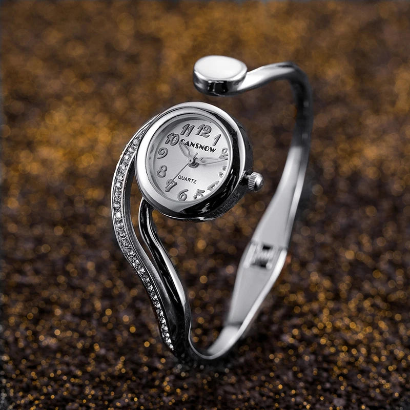 Luxury Elegant Silver Gold Stainless Steel Bracelet Watches