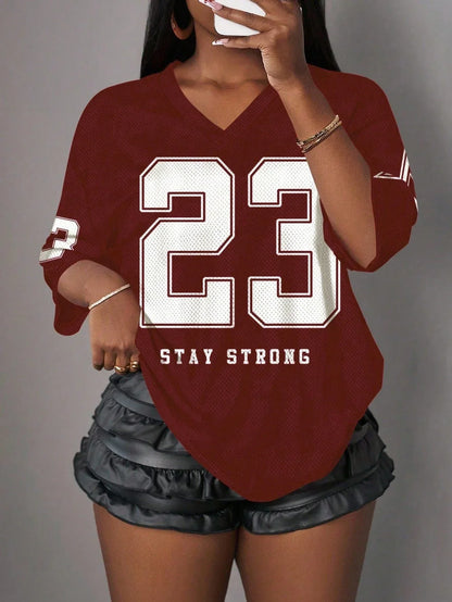  Casual Minimalist Letter NO.23 Graphic T-Shirt