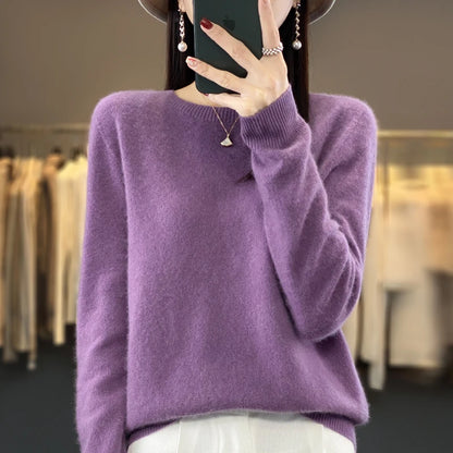 Wool Cashmere Pullover O-Neck Long Sleeve