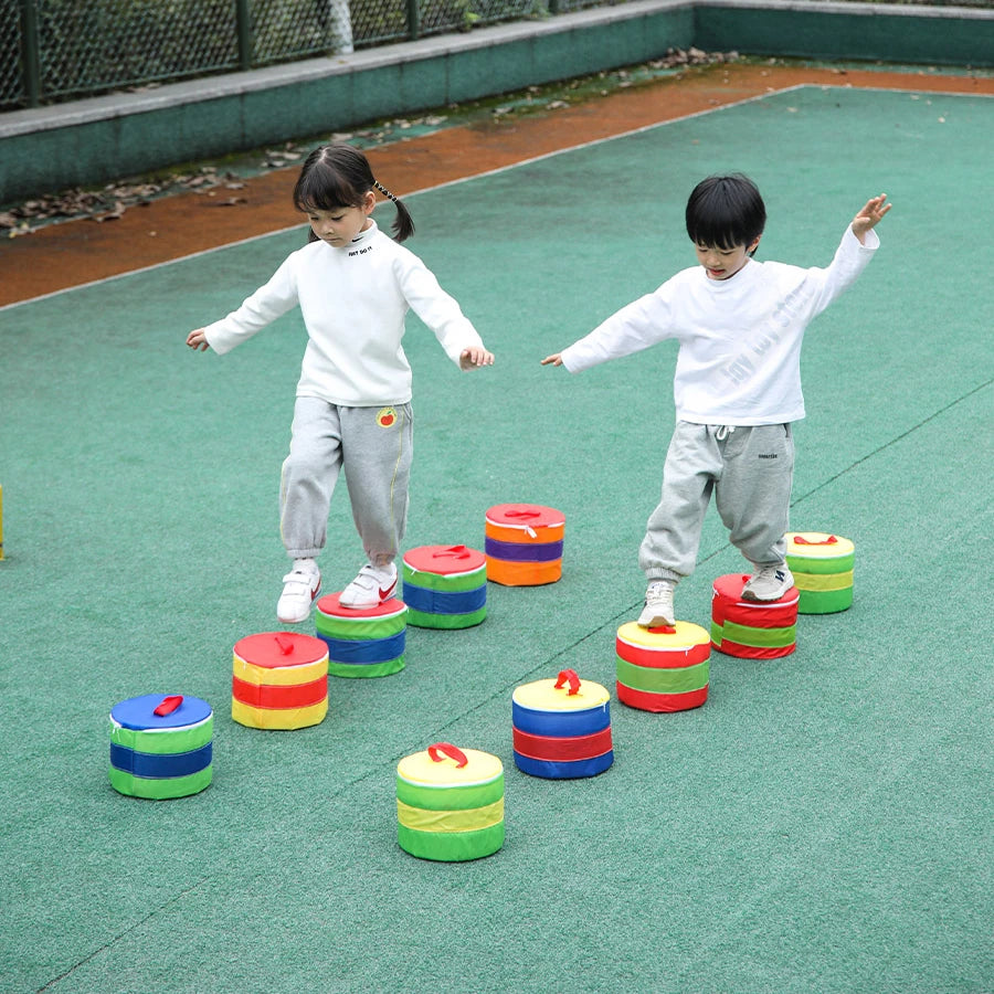 Soft Stacking Barrels Sensory Toy Set with Fishing Stick Toddler Balance Stepping Buckets