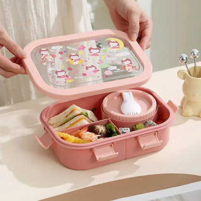 Cartoon Lunch Box of Students Sealed and Leak Proof Bento Box