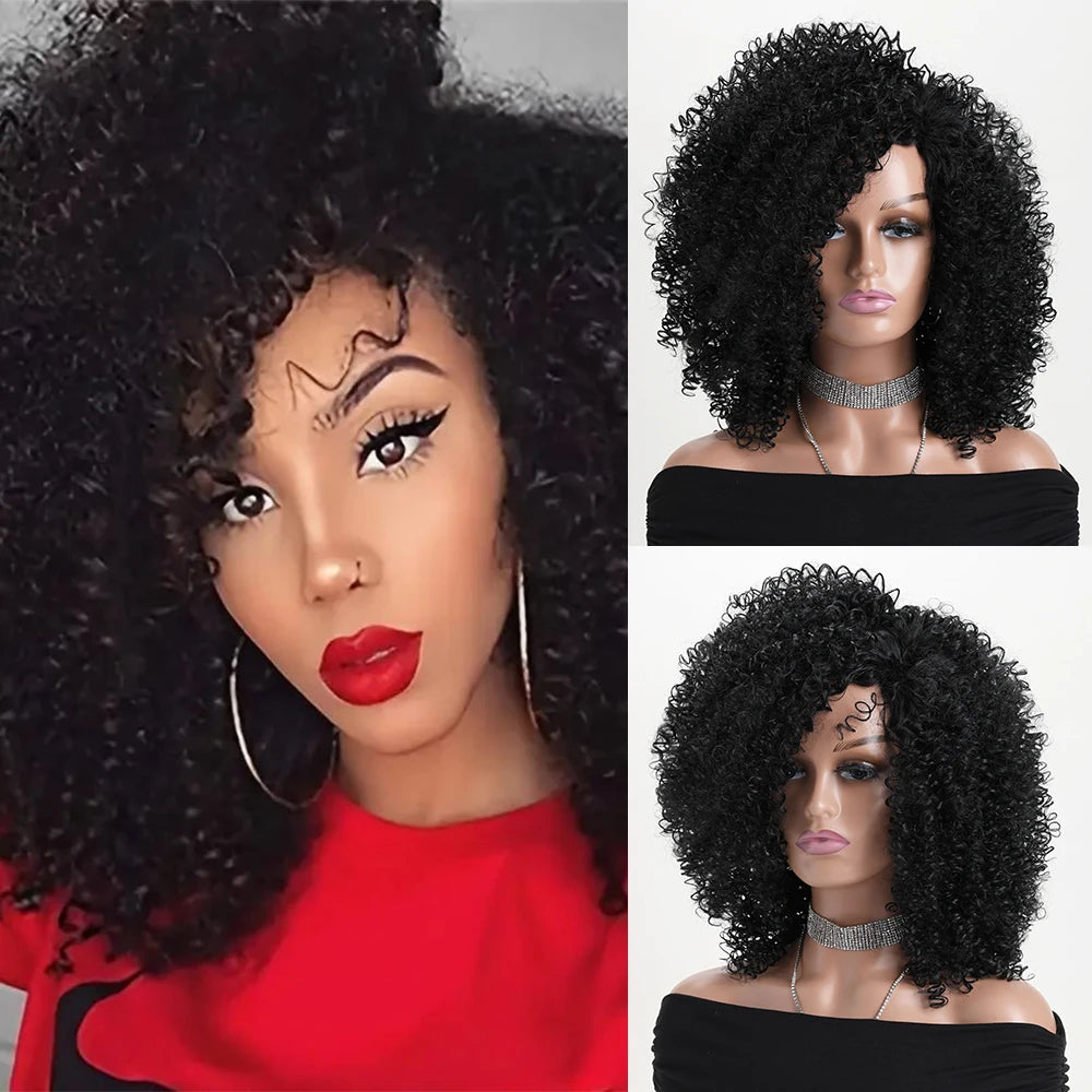 Afro Kinky Curly Soft Fluffy Hair Wigs