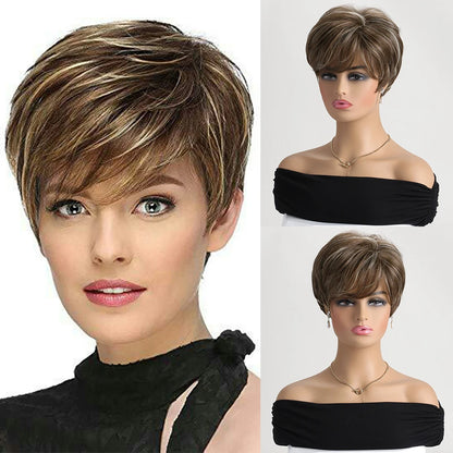 Brown Short curly hair Wig