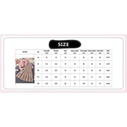 Kid Girl Long Sleeve Bow Sling Dress Set
