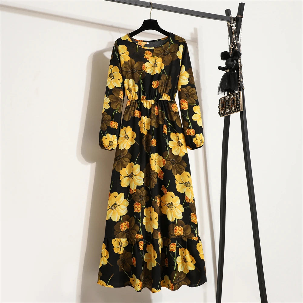 Maxi Casual Full Sleeve Floral Printed Dress