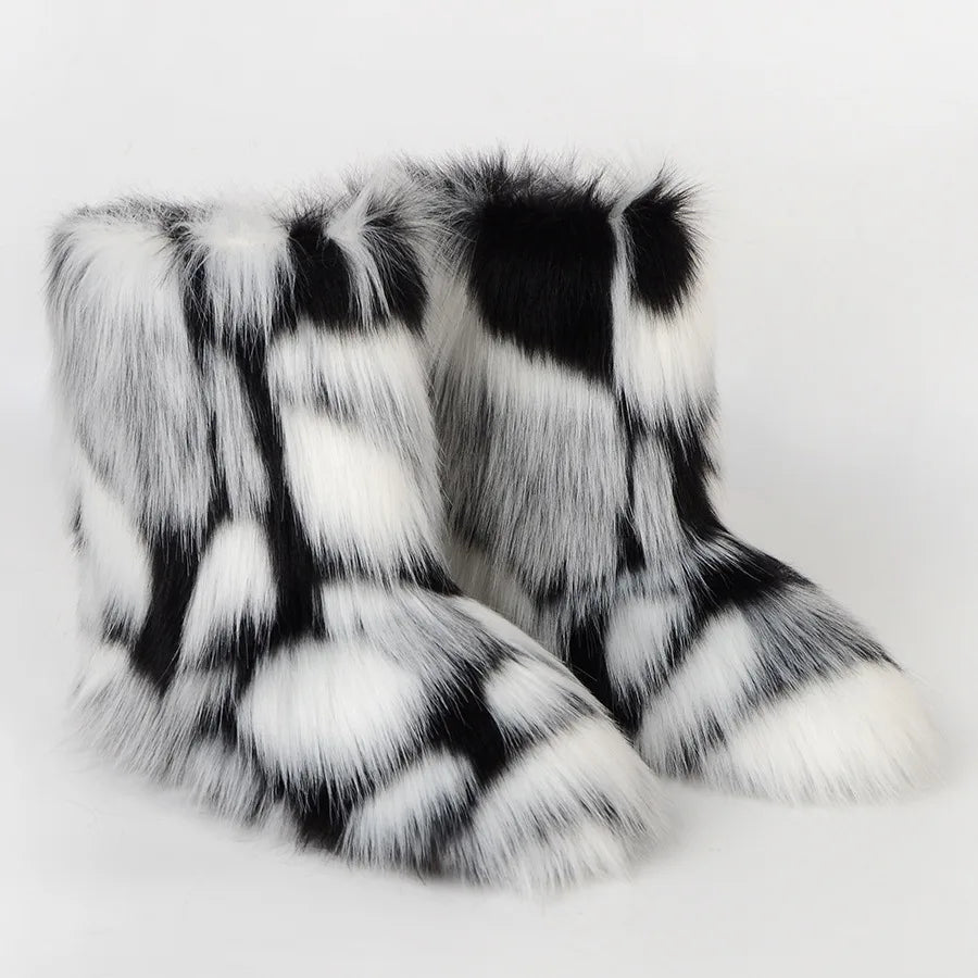 Snow Luxury Furry Faux Fox Fur Boots