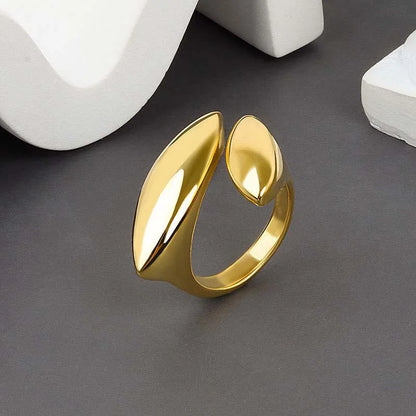 Stainless Steel Irregular Geometric Open Gold Texture Ring