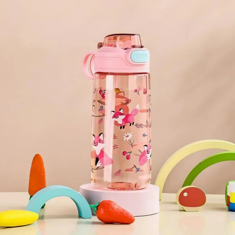 550ml Kids Cartoon Animal Water Bottle with Safety Lock