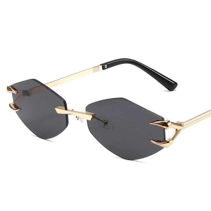 Retro Polygonal Rimless Irregular Square Sunglasses