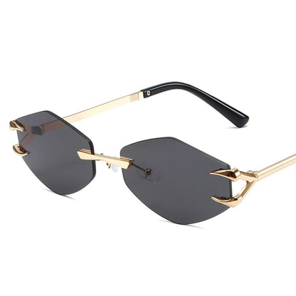 Retro Polygonal Rimless Irregular Square Sunglasses