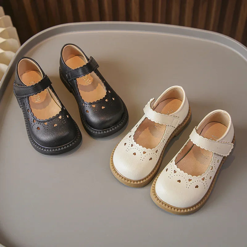 Leather Mary Janes Heart Shoes