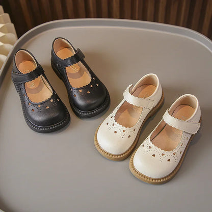 Leather Mary Janes Heart Shoes