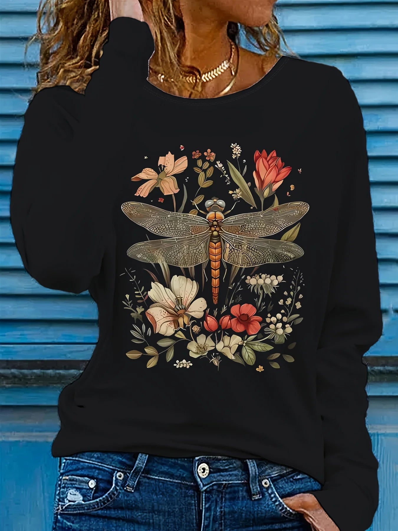 Pure cotton casual heart-shaped long sleeved T-shirt