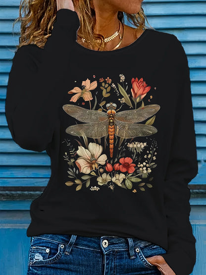 Pure cotton casual heart-shaped long sleeved T-shirt