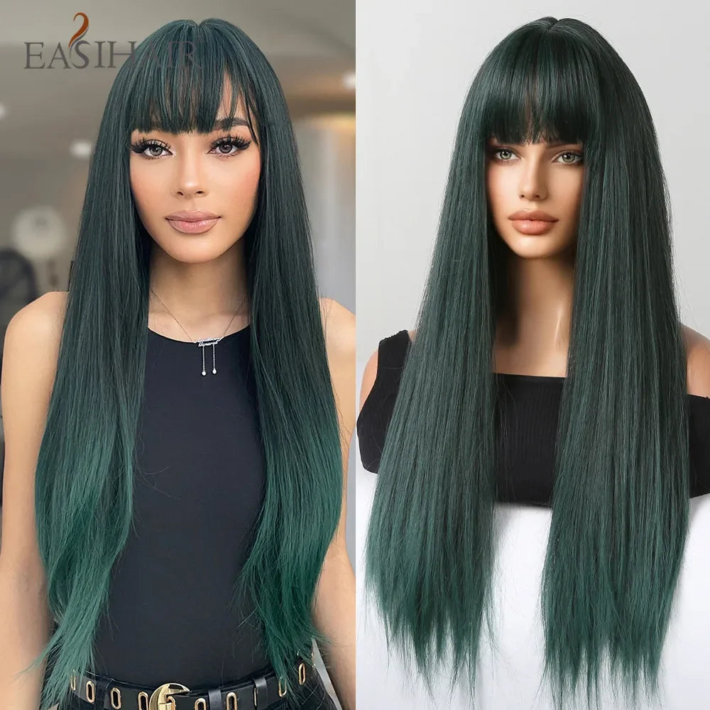 Long Straight Bangs Synthetic Hair Wig