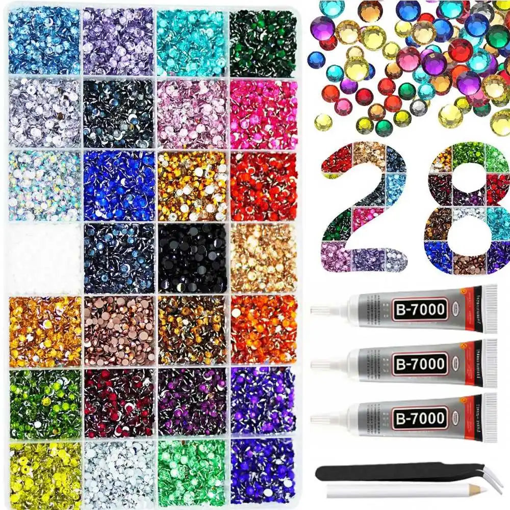 28 grid 3/4/5mm mixed color Jelly/resin drill rhinestone se