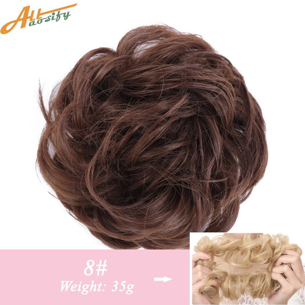 Natural Curly Messy Bun Hair Wigs