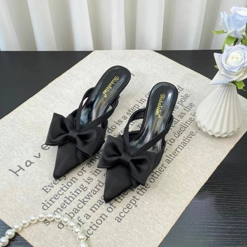 Fairy French Pointed Bow Hollow Slippers