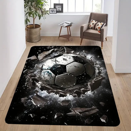 3D Ball Soccer Carpet Living Room Floor Mat Non Slip Kids Play Area Rug
