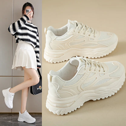 Leather Chunky Thick Tennis Platform Sneakers
