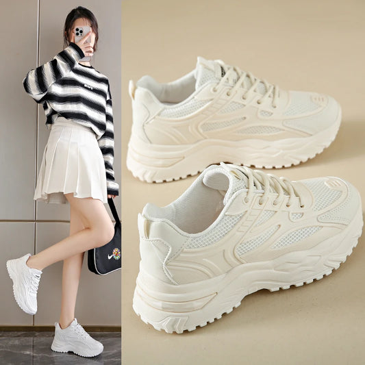 Leather Chunky Thick Tennis Platform Sneakers