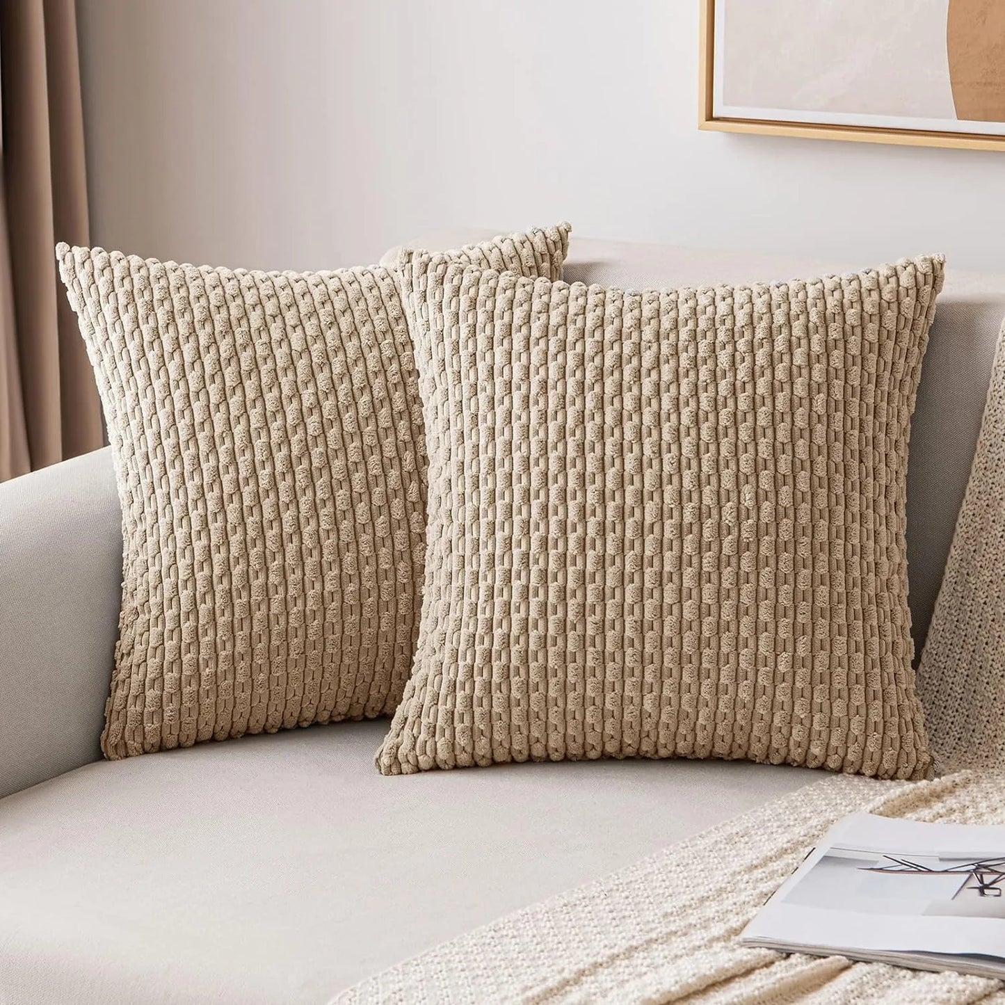 Burnt Orange Striped Cushion Covers Corduroy Pillowcases