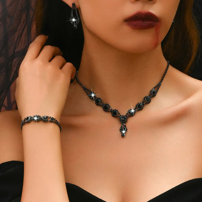 4PCS Elegant Crystal Jewelry Rhinestones Necklace Sets