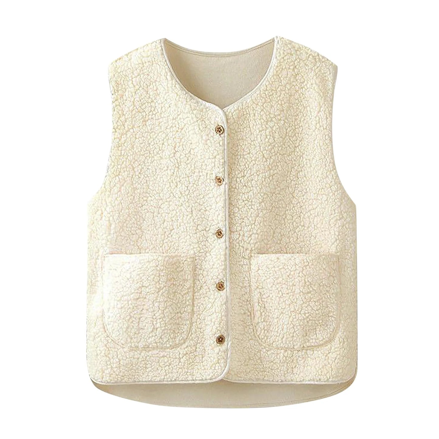 Teddy Fleece Thin Vest Sleeveless Short Jacket