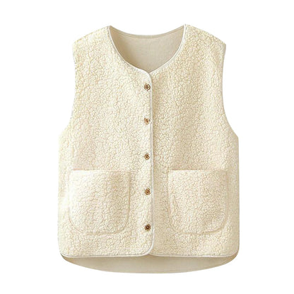 Teddy Fleece Thin Vest Sleeveless Short Jacket