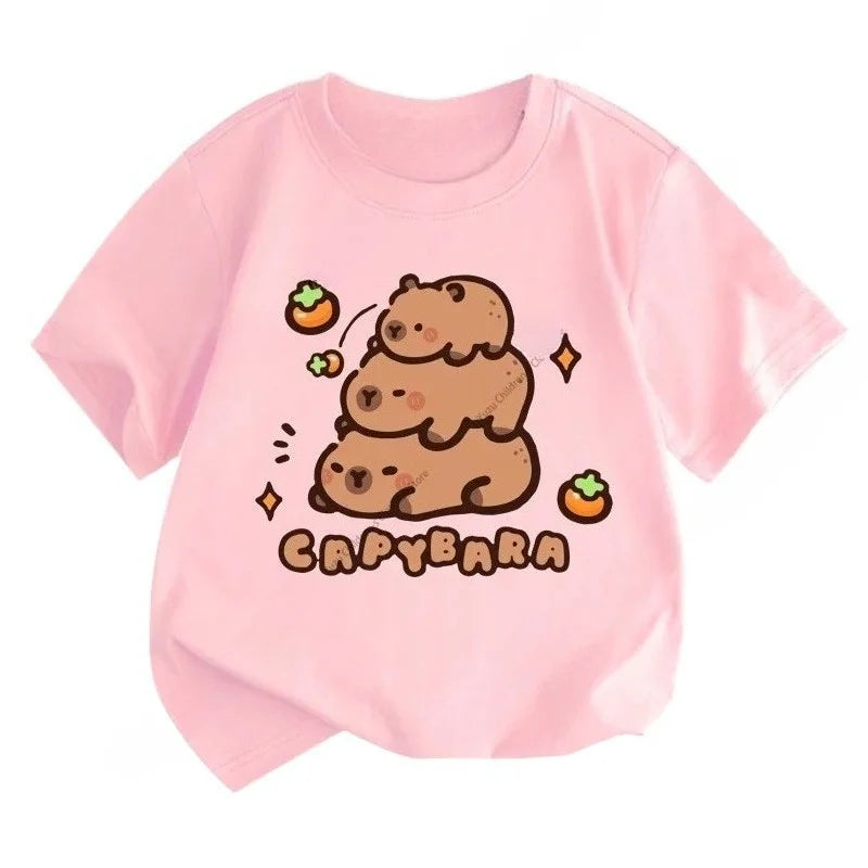 Capybara Printing Cute Short-Sleeved T-Shirt