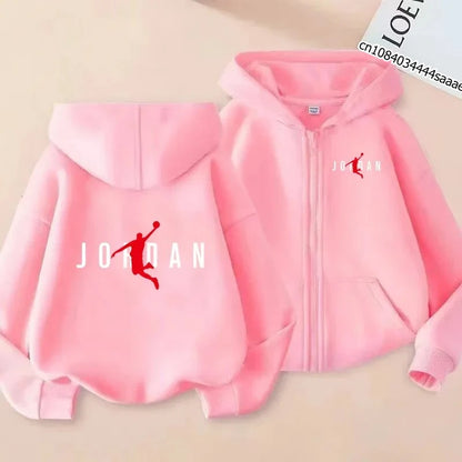 Zipper Style Hoodie 3-12Yrs Casual Sports Sweatshirt
