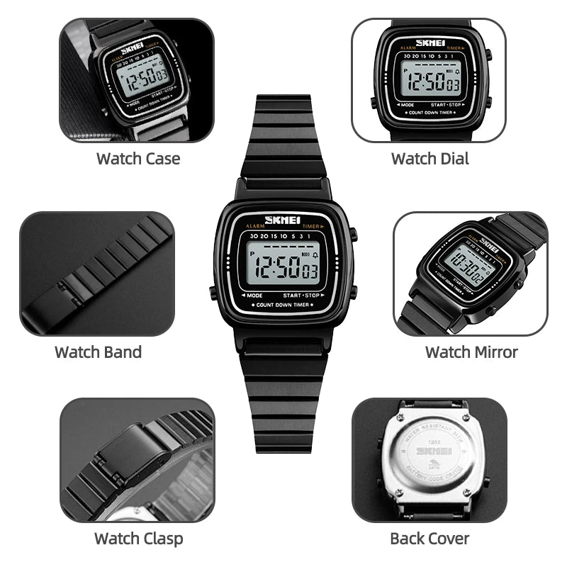 Bracelet Luxury Stainless Steel Strap Waterproof Digital Chronograph Wristwatch