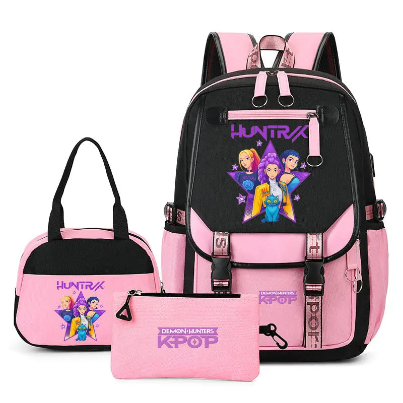 Mochilas Set KPop Demon Hunters Capacity Student School Bag