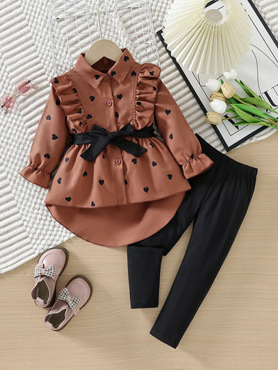 1 2 3 4 5 6 7 8 Years Spring Autumn Shirt + Bottoms Set