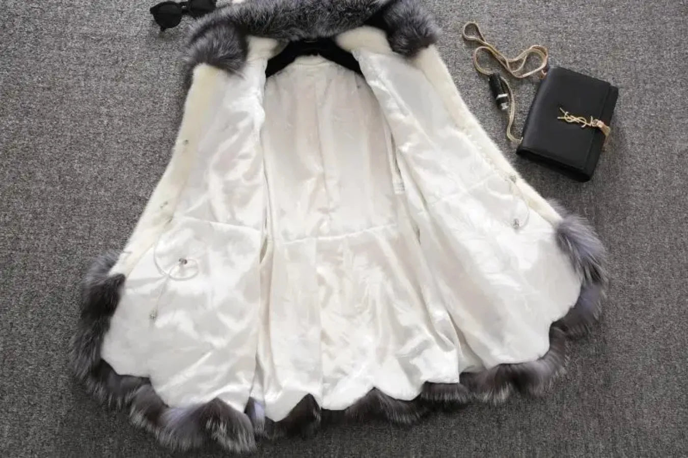 Abrigo largo coreano holgado de piel sintética