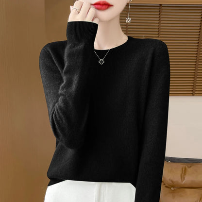 Wool Cashmere Pullover O-Neck Long Sleeve
