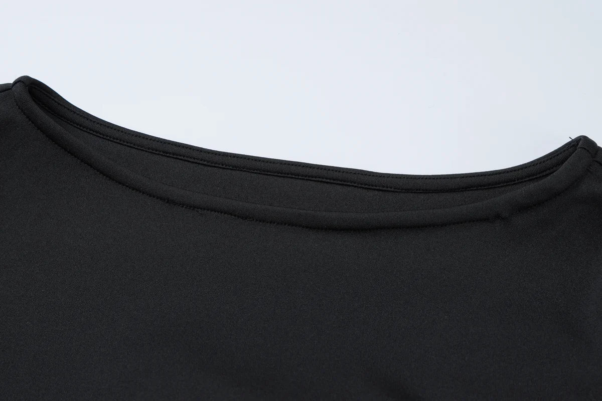 O-Neck Long Sleeves Ruffles Mini Dress