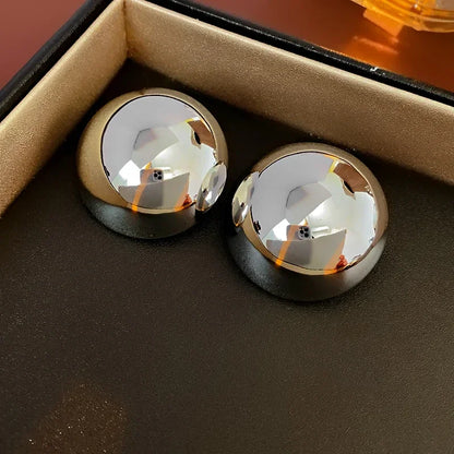 Smooth Round Big Ball Metal Stud Earrings