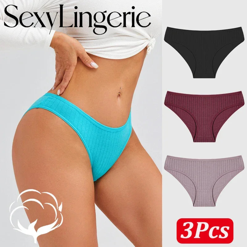 Seamless Cotton Sexy Low Rise Stripes Lingerie