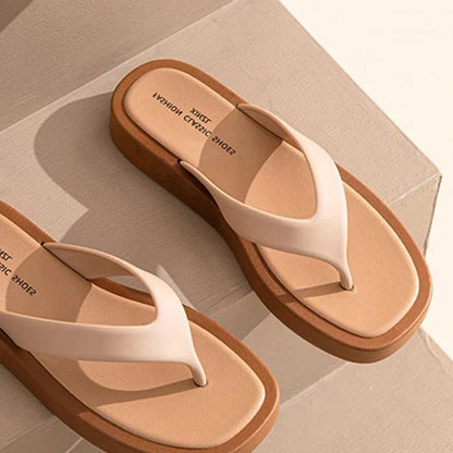 Mixed Platform Flip Flops Thick Bottom Slippers