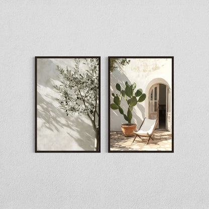2pcs/set Neutral Olive Tree Shadow Vase Canvas