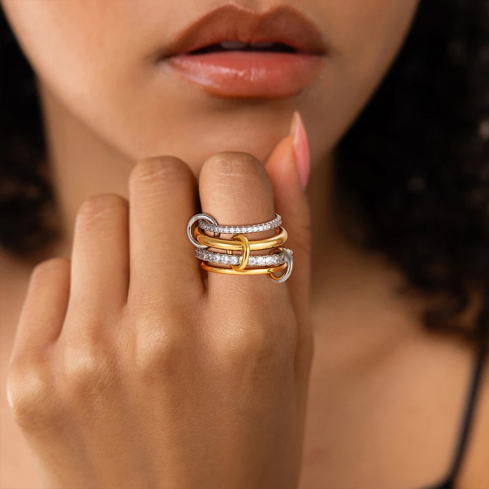 DANA Zirconia Gold Plated Rings Set